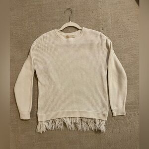 Michael Kors women’s Cream Sweater with Fringe Hem. Size S